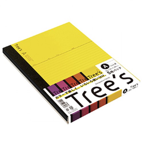 Tree's 5冊パック・セミB5・7mm罫・5色アソート