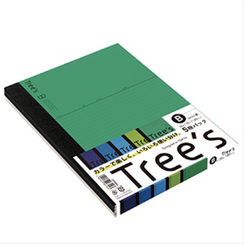 Tree's 5冊パック・セミB5・6mm罫・5色アソート